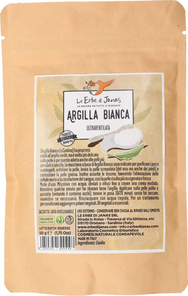 Le Erbe di Janas Weiße Tonerde (Kaolin) - 50 g